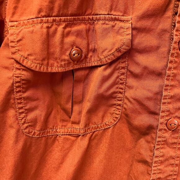 Harley Davidson Men's Holdout Shirt Large Orange Logo short sleeve button Up - Picture 5 of 15